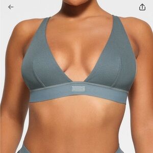 2/$35 NWT- Skims Cotton Rib Plunge Bralette-2x Kyanite